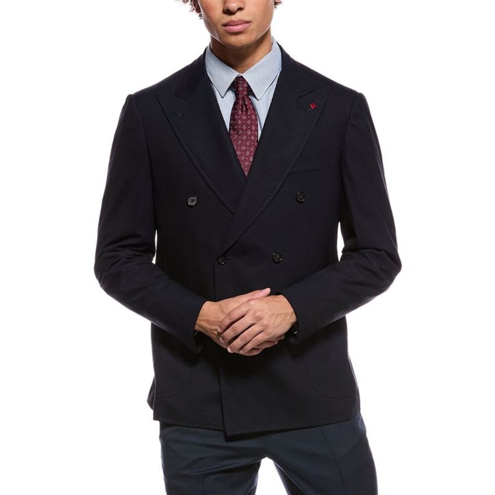 Isaia Mens  Wool Sport Jacket, Black